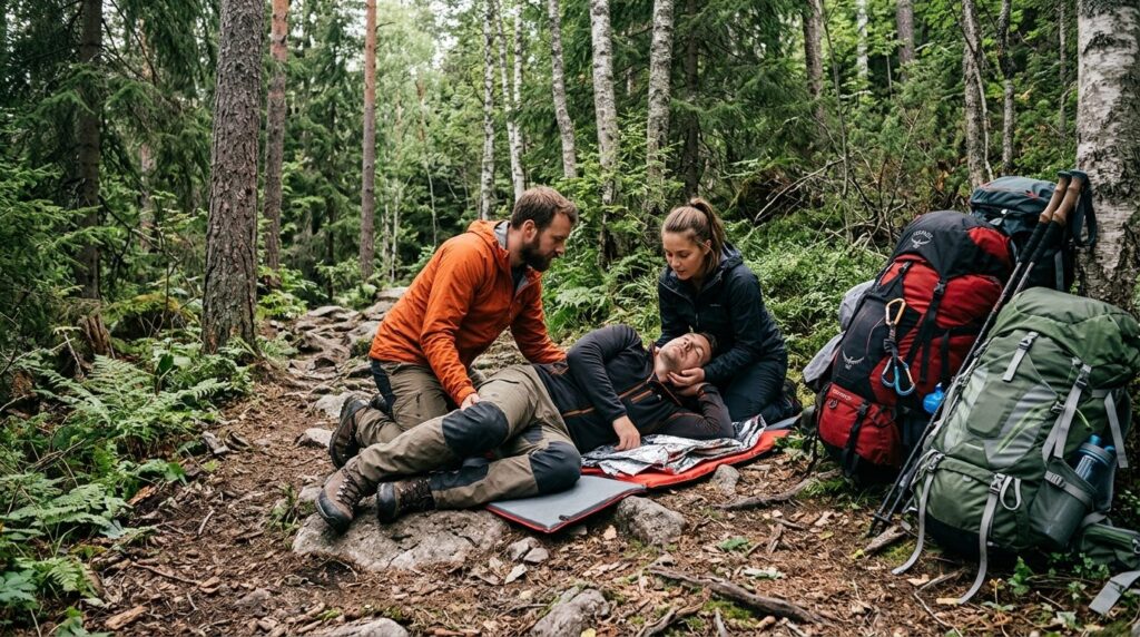 Realistic scene of outdoor sports enthusiasts performing rec