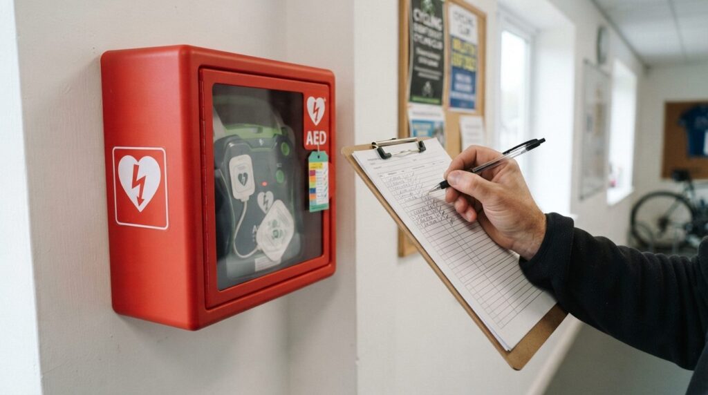 Close-up photograph of a hand checking maintenance records o